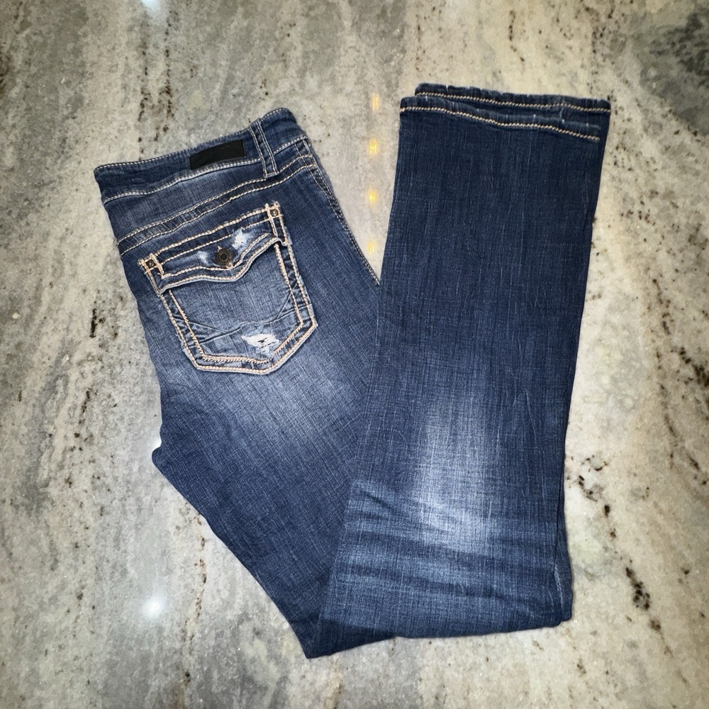Daytrip Virgo Bootcut Women's Sz 34 X 34 Jeans Dark Wash Faded Mid Rise
